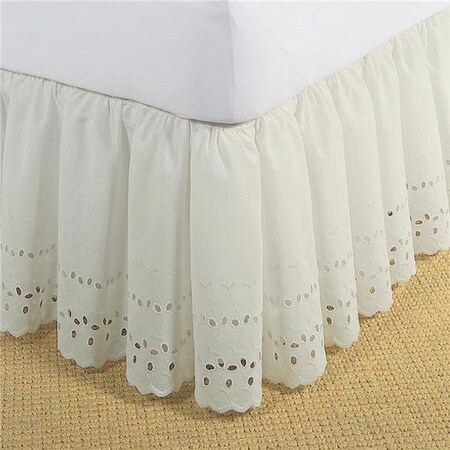 Fresh Ideas Fresh Ideas FRE30014IVOR05 Bed Skirt Ruffled Eyelet Ivory - Cal King FRE30014IVOR05